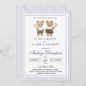 Preppy Polo Bear Lauren or Ralph Gender Reveal Kaart (Voorkant / Achterkant)