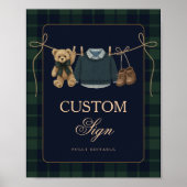 Preppy Polo Teddibeer Baby Shower Bewerkbaar Tafel Poster (Voorkant)