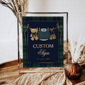 Preppy Polo Teddibeer Baby Shower Bewerkbaar Tafel Poster