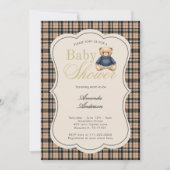 Preppy Polo Teddibeer Luxe Beige Baby Shower Kaart (Voorkant)