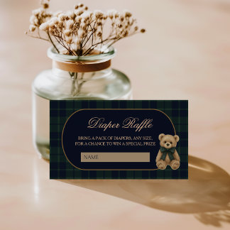 Preppy Polo Teddy Bear Baby Shower Diaper Raffle Informatiekaartje