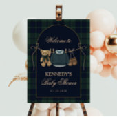 Preppy Polo Teddy Bear Baby Shower Welcome Sign Poster