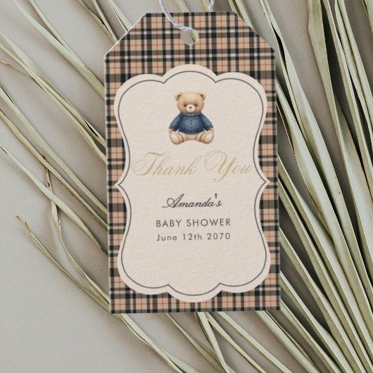 Preppy Polo Teddy Bear Luxury Beige Baby Shower Cadeaulabel