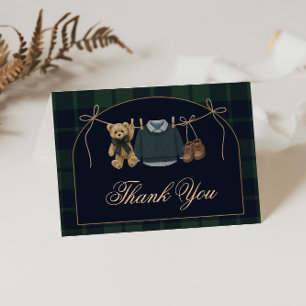Preppy Polo Teddybeer Babyshower Bedankkaart