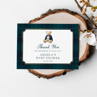 Preppy Polo Teddybeer Babyshower Bedankt Informatiekaartje