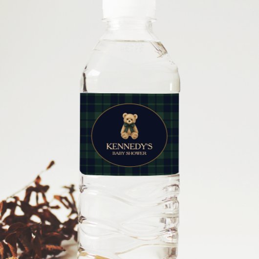 Preppy Polo Teddybeer Babyshower Waterfles Etiket