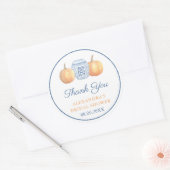 Preppy pompoen blauw en wit Vrijgezellenfeest guns Ronde Sticker (Envelop)