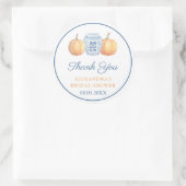 Preppy pompoen blauw en wit Vrijgezellenfeest guns Ronde Sticker (Tas)