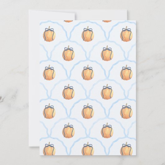 Preppy pompoen met Blue Bow Baby shower voor Boy Kaart (Achterkant)