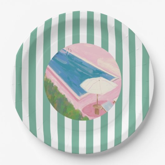 Preppy Pool Party Papieren borden Bordje (Voorkant)