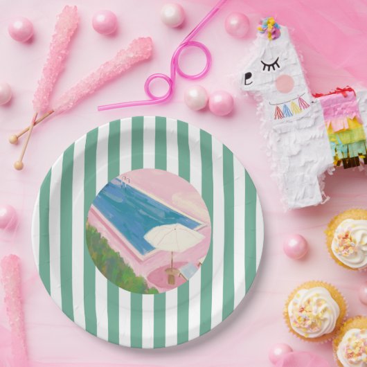 Preppy Pool Party Papieren borden Papieren Bordje (Feest)