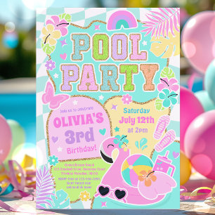 Preppy Pool Party Trendy Schattigee Girly Pool Ver Kaart