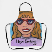 Preppy Pop Art Cartoon Meisje All Over Plezier Schort (Voorkant)