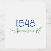 Preppy Postcode Straatadres Gepersonaliseerde Wijn Etiket (Enkel label)