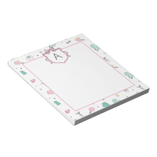 Preppy Prink Pickleball Monogram Notepad Notitieblok (Schuin)