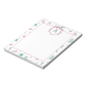 Preppy Prink Pickleball Monogram Notepad Notitieblok (Linkerzijde)