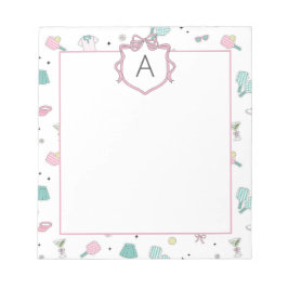 Preppy Prink Pickleball Monogram Notepad Notitieblok