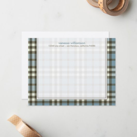 Preppy Pset Custom Flat Note-kaarten (blauw) Notitiekaartje (Voorkant / Achterkant in situ)