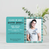 Preppy Pset Senior Afstuderen Aankondiging {blauw} (Staand voorkant)