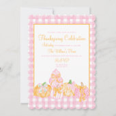 Preppy Pumpkin Bows Thanksgiving Feest Kaart (Voorkant)