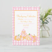 Preppy Pumpkin Bows Thanksgiving Feest Kaart (Staand voorkant)