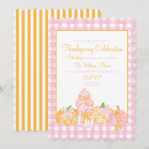 Preppy Pumpkin Bows Thanksgiving Feest Kaart