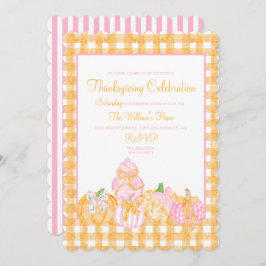 Preppy Pumpkin Bows Thanksgiving Feest Kaart