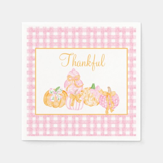 Preppy Pumpkin Bows Thanksgiving Feest Servet (Voorkant)