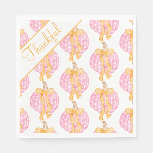 Preppy Pumpkin Bows Thanksgiving Feest Servet (Voorkant)