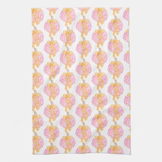 Preppy Pumpkin Bows Thanksgiving Feest Theedoek (Verticaal)