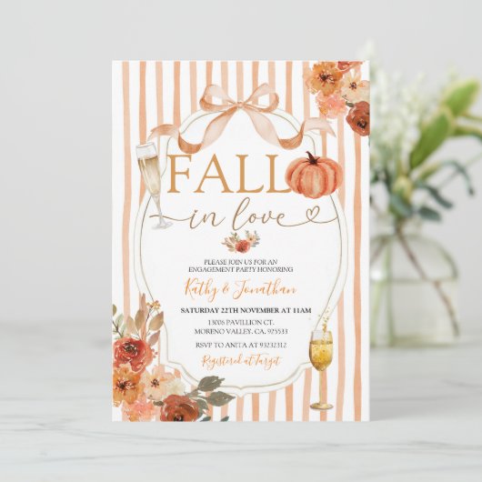 Preppy Pumpkin Herfst in Love Arch Engagement Part Kaart (Staand voorkant)