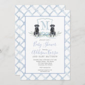 Preppy Puppy Dog Crest Baby shower uitnodiging (Voorkant / Achterkant)