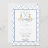 Preppy Puppy Dog Crest Baby shower uitnodiging (Voorkant)