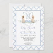 Preppy Puppy Dog Crest Baby shower uitnodiging (Voorkant)