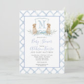 Preppy Puppy Dog Crest Baby shower uitnodiging (Staand voorkant)