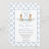Preppy Puppy Dog Crest Baby shower uitnodiging (Voorkant / Achterkant)
