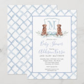 Preppy Puppy Dog Crest Baby shower uitnodiging (Voorkant / Achterkant)