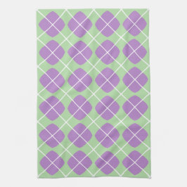Preppy Purple Mint Green Argyle Kitchen Towels Theedoek