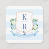 Preppy QR Code Kustmonogram Huwelijk RSVP Informatiekaartje (Achterkant)