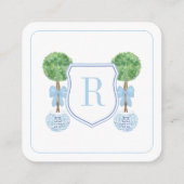 Preppy QR Code Monogram Topiary Register of RSVP Informatiekaartje (Achterkant)