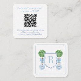 Preppy QR Code Monogram Topiary Register of RSVP Informatiekaartje