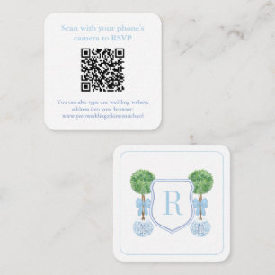 Preppy QR Code Monogram Topiary Register of RSVP Informatiekaartje