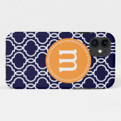 Preppy Quatrefoil aangepast monogram bij de marine Case-Mate iPhone Case (Achterkant (horizontaal))