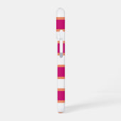 Preppy Raspberry Pink Stripe Monogram iPhone 16 Hoesje (Linkerkant)