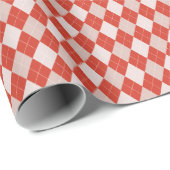 Preppy Red & Blush Roze Kleine Argyle Patroon Cadeaupapier (Rol Hoek)