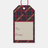 Preppy Red Christmas Plaid With Buckles Cadeaulabel (Voorkant)