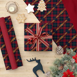 Preppy Red Christmas Plaid With Buckles Cadeaupapier