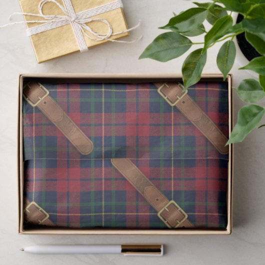 Preppy Red Christmas Plaid With Buckles Tissuepapier (Geschenk)