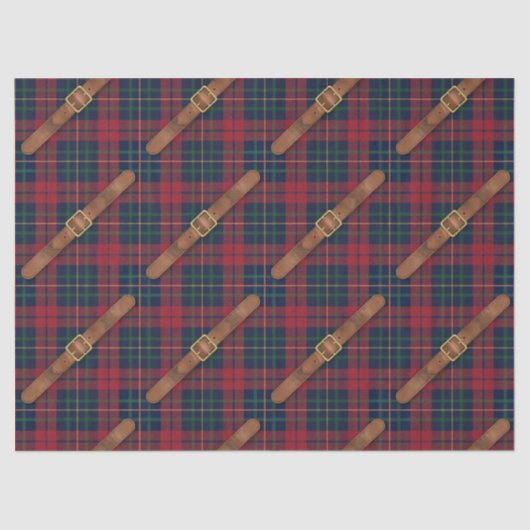 Preppy Red Christmas Plaid With Buckles Tissuepapier (Voorkant)