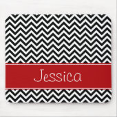 Preppy Red en Black Chevron Zigzag op persoonlijke Muismat (Voorkant)